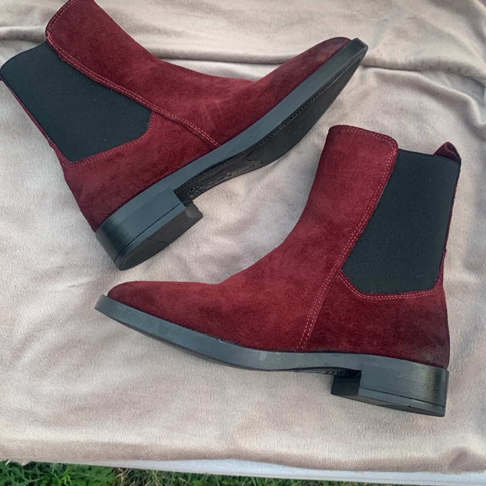 Women's Burgundy Suede Ankle Boots